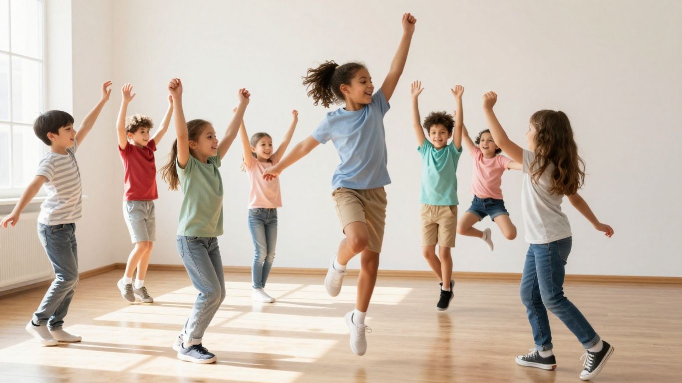 Children Expressing Emotions Through Joyful Dance Movements. Children Expressing Emotions Through Joyful Dance Movements.